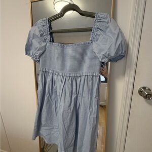 Sky Blue Puff Sleeve Dress